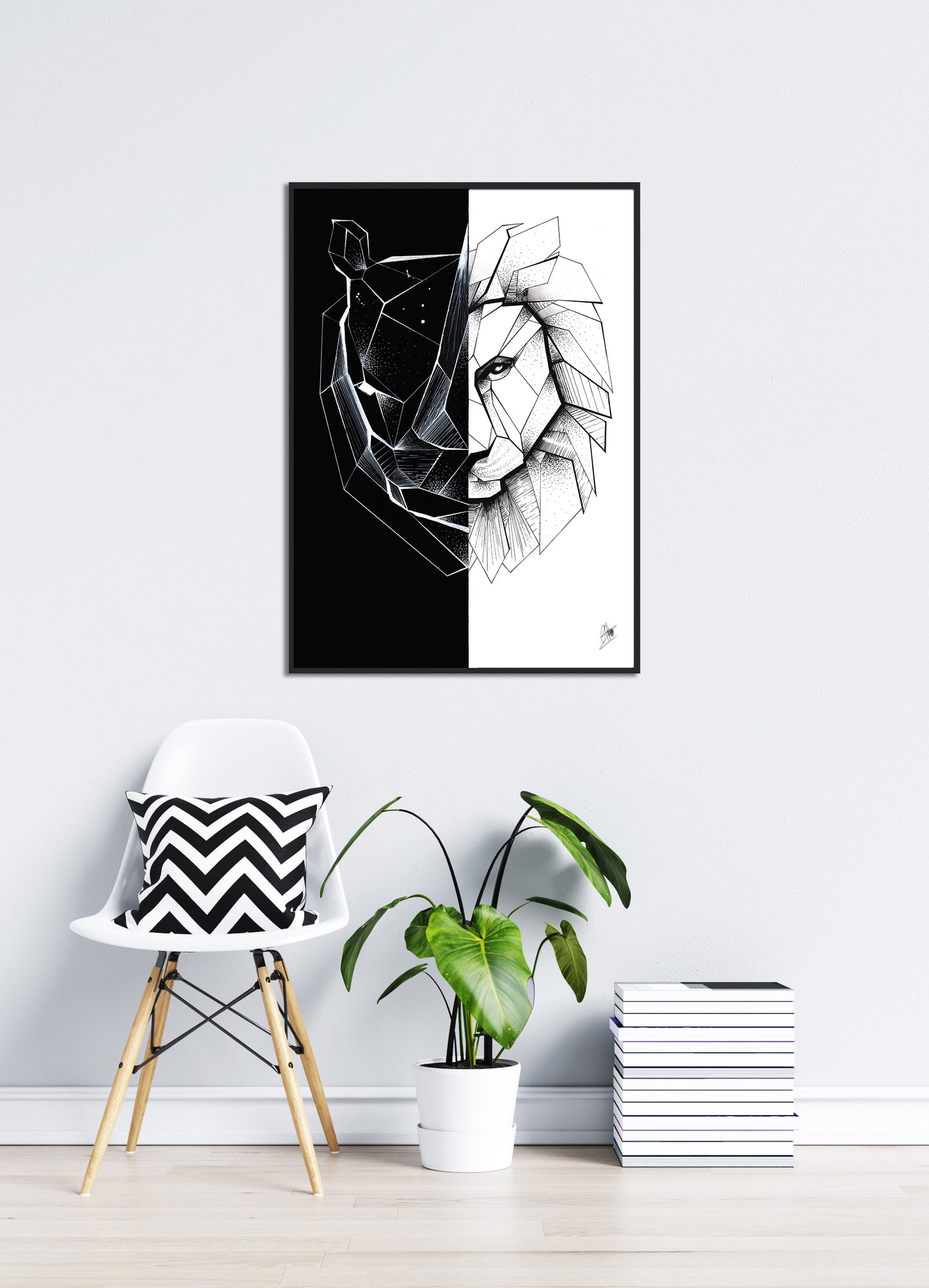 Rhinoceros & Lion - 80x60